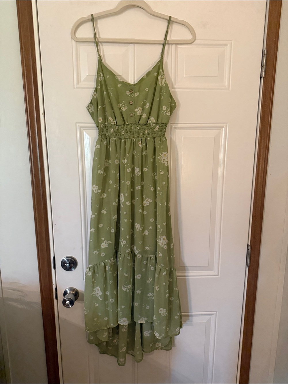 Liberty Love Olive Green Floral High-Low Maxi Dress